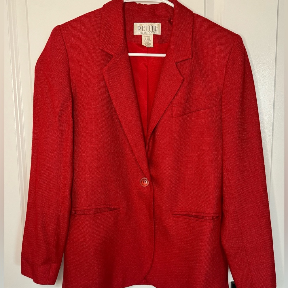 Vintage Fitted Red Blazer Jacket Women’s 4